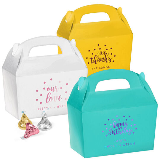 Personalized Confetti Dot Gable Favor Boxes